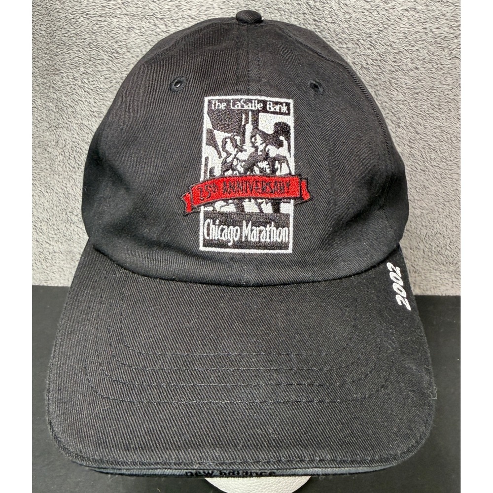 VTG New Balance Hat Unisex OS Black 2002 Chicago Marathon 25th Anniversary Cap